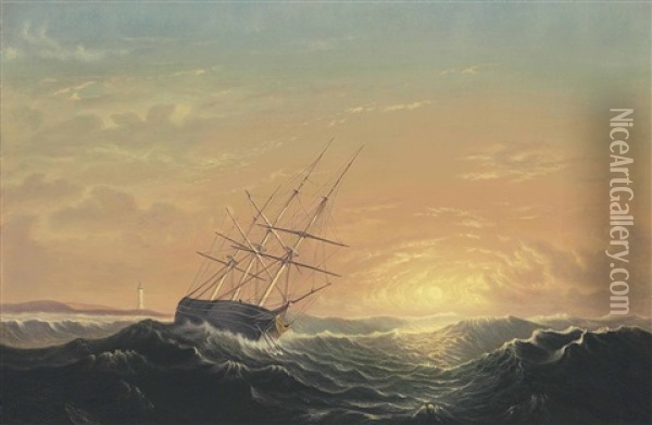 Ship At Sea Oil Painting - Mary Blood Mellen