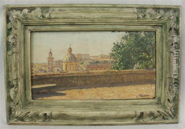 Terrace View, Genoa, Italy Oil Painting - Fausto Zonaro
