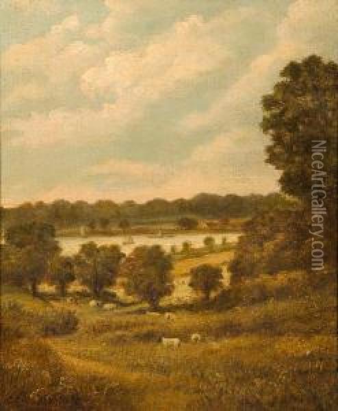 Downham Reach On The Orwell Oil Painting - Christopher Mark Maskell
