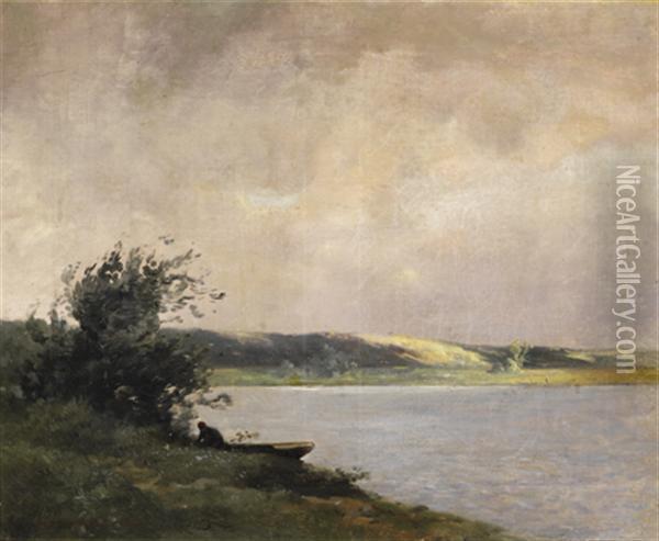 Pecheur Au Bord D'un Lac Oil Painting - Gustave Maincent