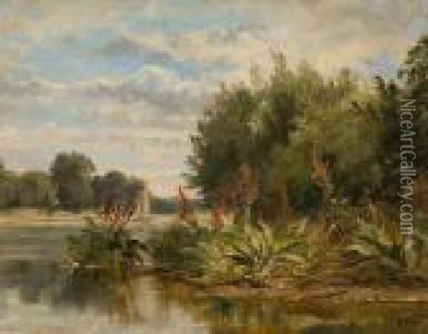 Boat On A River Oil Painting - John Moore Of Ipswich