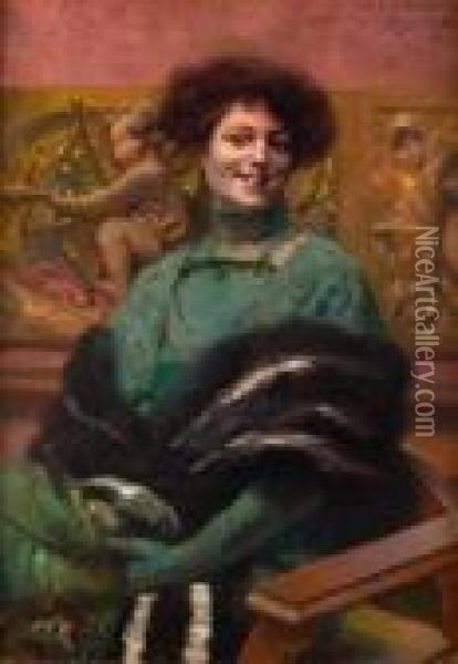 Retrato De Dama Oil Painting - Ernesto Sales De Las Casas