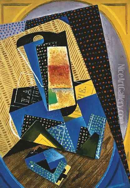 Verre et carte à jouer Oil Painting - Juan Gris