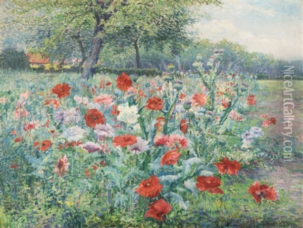 Coin De Jardin - Corner Of A Garden (1903) Oil Painting - Juliette Wytsman
