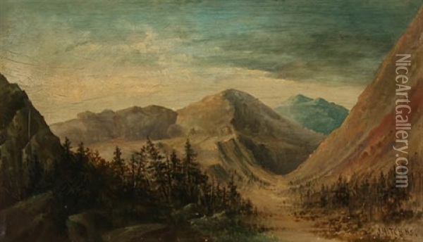 Mountain Landscape And Mountain Landscape With Mill : Two Works Oil Painting - Joseph Hitchens
