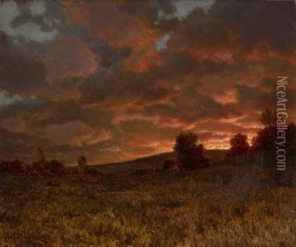 Landscape At Sunset Oil Painting - Ivan Fedorovich Choultse