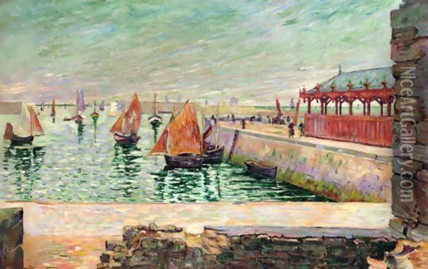 Port-En-Bessin. La Halle Aux Poissons Oil Painting - Paul Signac