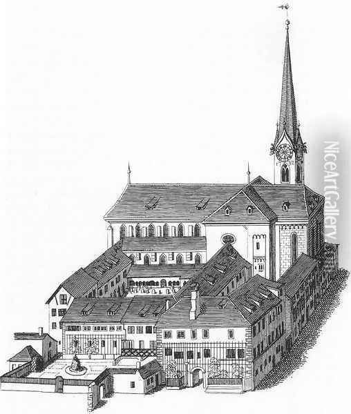 The Fraumunsterkirche in Zurich 1830 Oil Painting - Heinrich Keller