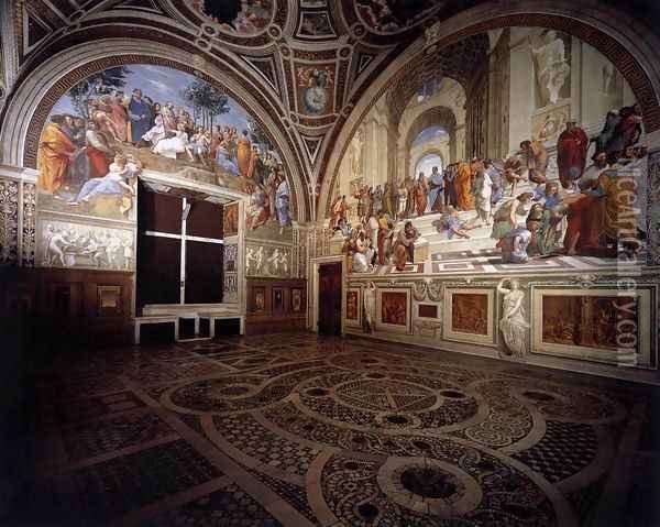 View of the Stanza della Segnatura 2 Oil Painting - Raffaelo Sanzio