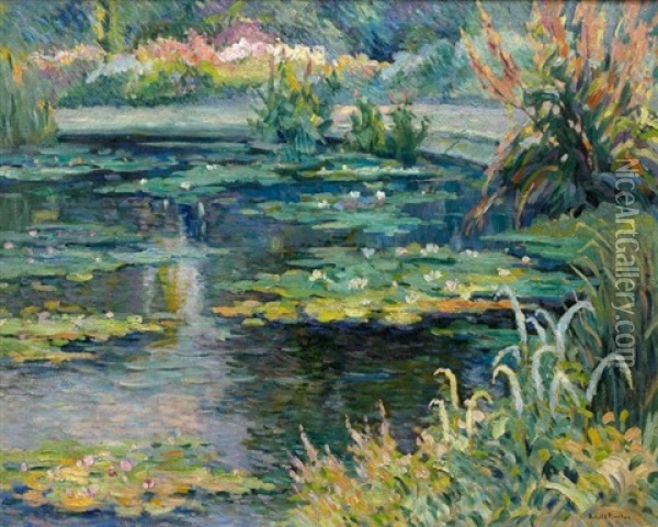 Le Bassin Du Jardin Des Plantes Ou Nympheas Oil Painting - Robert Antoine Pinchon