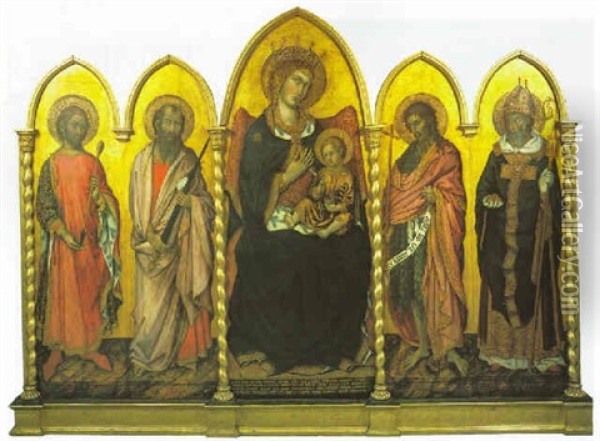 The Virgin And Child Enthroned Oil Painting - Pisan de Taddeo di Bartolo