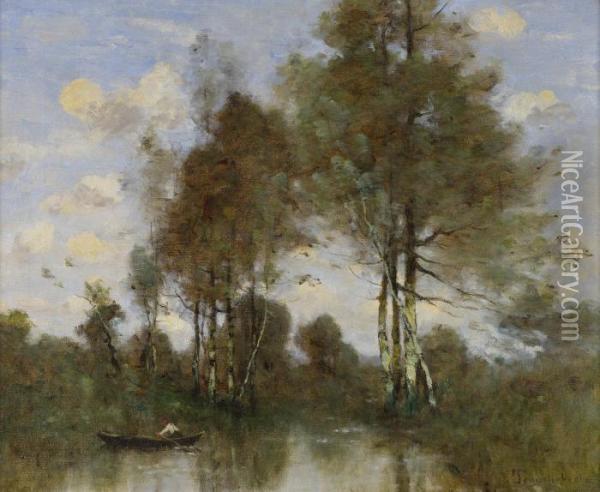 Boatman On A River Oil Painting - Paul Trouillebert