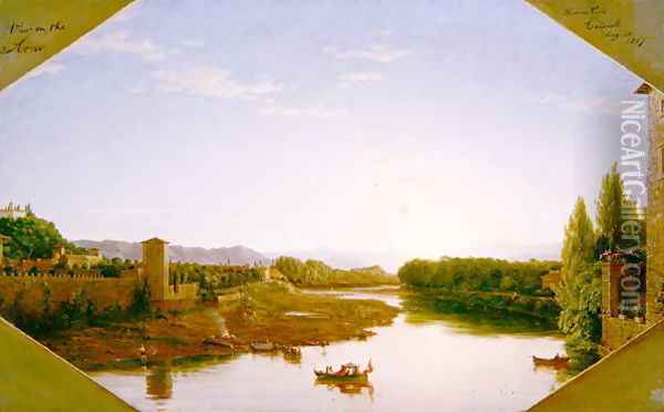 View on the Arno near Florence 1837 Oil Painting - Thomas Cole