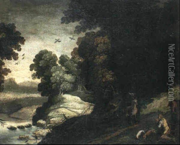 Der Heilige Hubertus Im Wald Oil Painting - Mattheus Bril the Younger