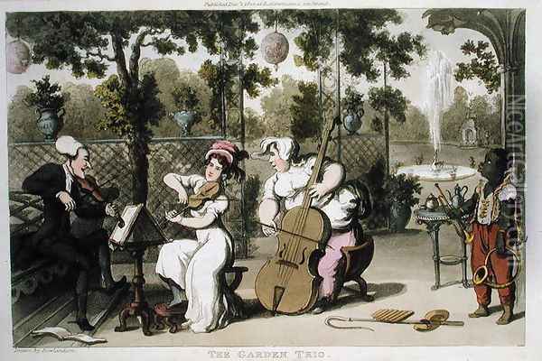 The Garden Trio, from The Tour of Dr Syntax in search of the Picturesque, by William Combe, published 1812 Oil Painting - Thomas Rowlandson
