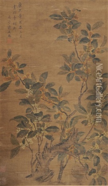 Painting Of Flowers Attributed To Jiang Tingxi Oil Painting -  Jiang Tingxi