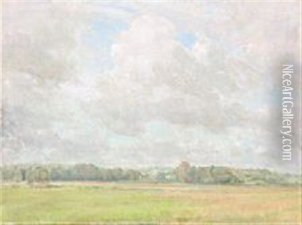 Formation Of Clouds Above An Arable Landscape Oil Painting - Julius Paulsen