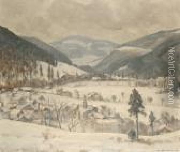 Alpine Scene Oil Painting - Wilhelm Blanke