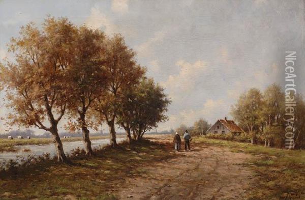 Walkers In Clingendael Park Oil Painting - Adriaan Marinus Geijp