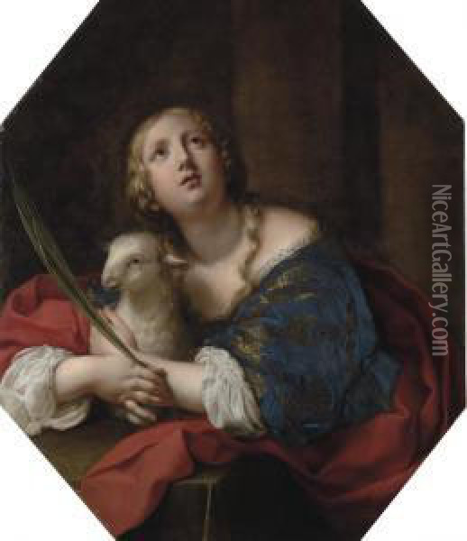 Saint Agnes Oil Painting - Onorio Marinari