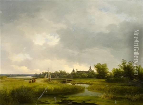 Flusslandschaft Oil Painting - Ignaz Raffalt