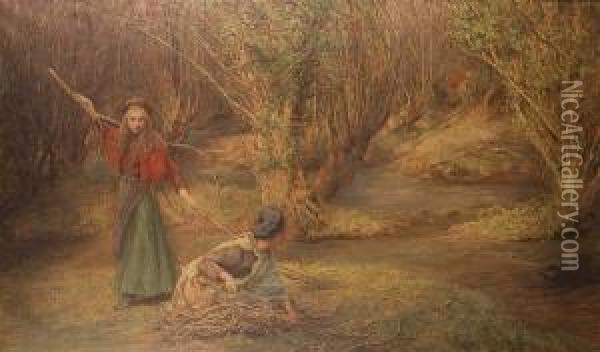 Children Of The New Forest Oil Painting - Edgar Barclay