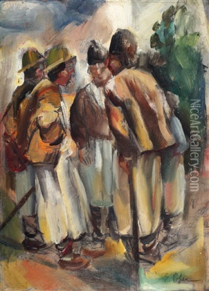 Tarani Din Maramures Oil Painting - Elena Popea