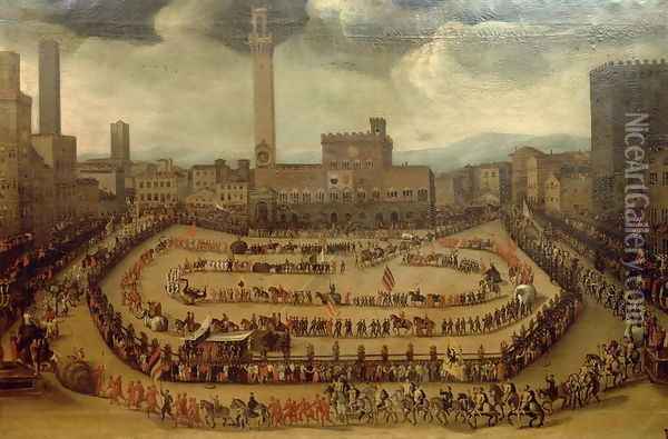 Parade of the Contrade, Siena Oil Painting - Vincenzo Rustici