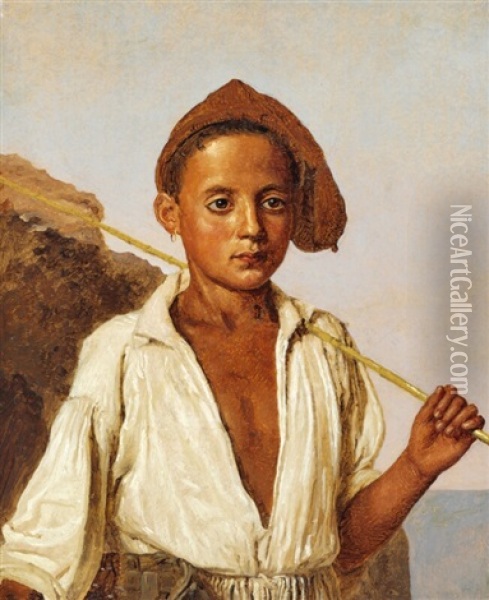 A Little Boy From Capri Oil Painting - Christen Kobke