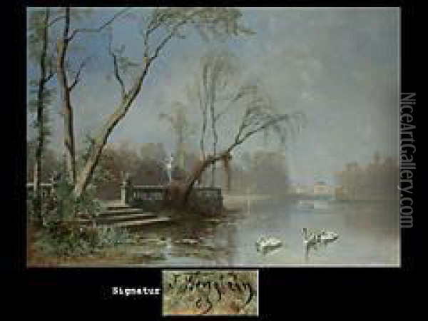 Blick Von Der Seeseite Auf Schloss Nymphenburg Oil Painting - Joseph Wenglein