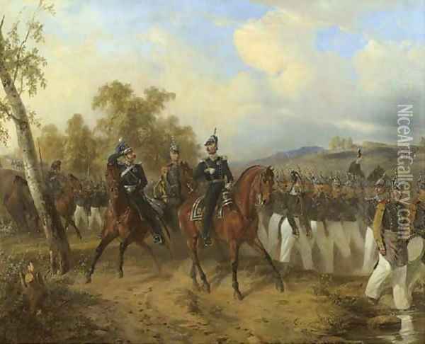 A military regiment Oil Painting - Karl Friedrich Schulz