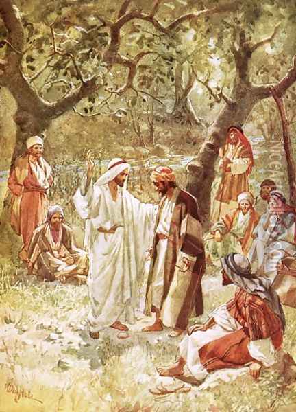 Jesus asking his disciples whom the people say he is Oil Painting - William Brassey Hole