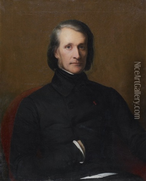 Portrait De Frans Liszt Oil Painting - Henri Scheffer