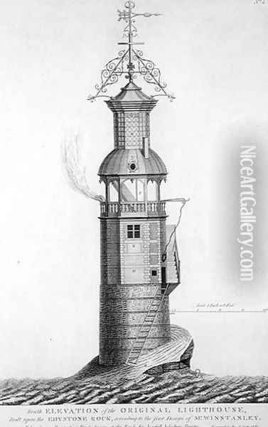 Edystone Lighthouse engraved by Henry Roberts (fl.1761), 1761 Oil Painting - Henry Winstanley