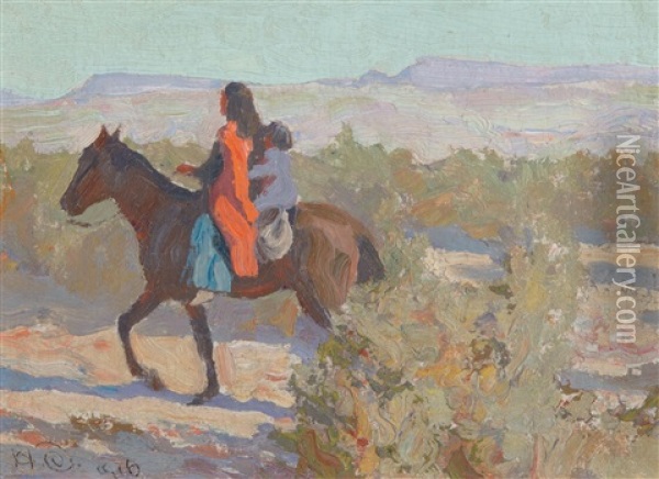 Apache Woman Oil Painting - Maynard Dixon