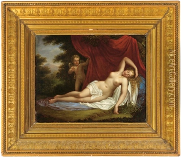 Venere Dormiente E Amore Oil Painting - Johann Giovanni Pock (Poch)