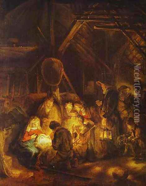Adoration of the Shepherds 1 Oil Painting - Rembrandt Van Rijn