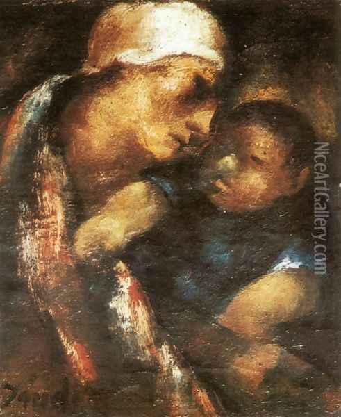 Mother and Child 1922 Oil Painting - David Jandi