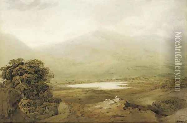 View of Snowdon, North Wales Oil Painting - John Varley