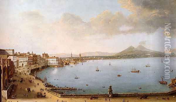 View Of Naples From The Strada Di Santa Lucia Oil Painting - Antonio Joli