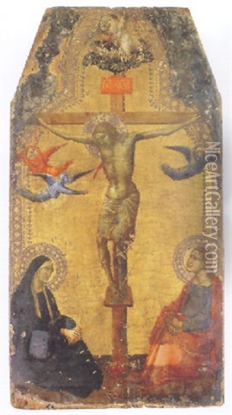 The Crucifixion With The Madonna And Saint John The Evangelist Oil Painting - Agnolo di Taddeo Gaddi