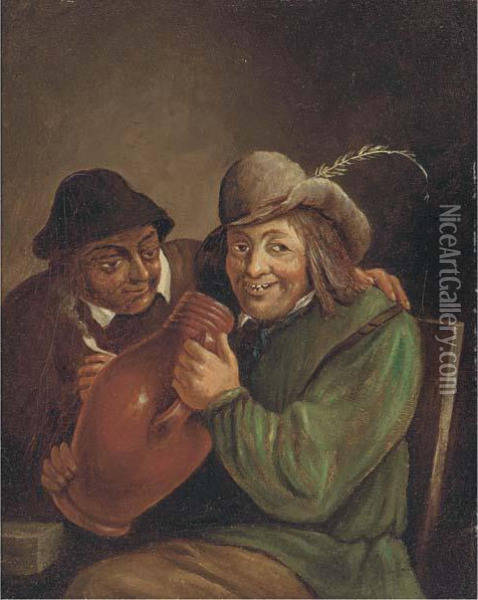 Peasants Smoking And Drinking In A Tavern Oil Painting - David The Younger Teniers