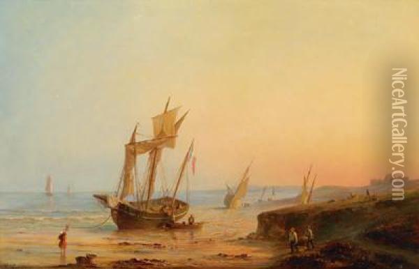 Segelschiffe An Der Kuste Oil Painting - Herminie Gudin