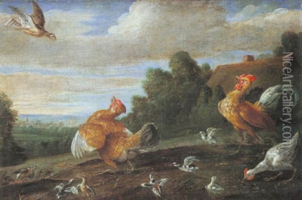 Scene De Basse-cour Oil Painting - Jan van Kessel the Younger