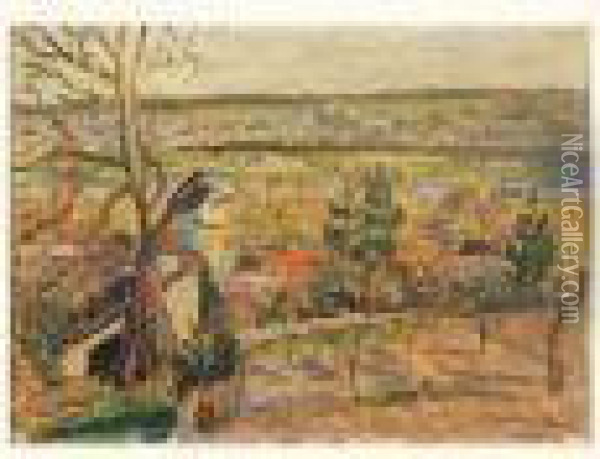 Paysage De La Frette Oil Painting - Lucien Pissarro