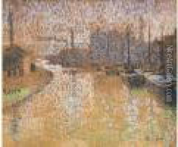 Canal (voor 1914) Oil Painting - Henri Louis-Ph. Leroux