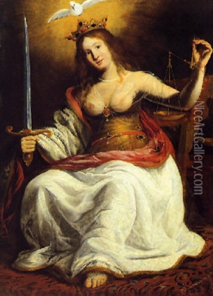 La Guistizia Oil Painting - Domenico Fiasella