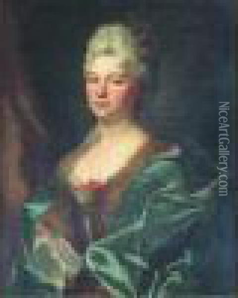 Portrait De Madame La Presidente De La Mesangere Oil Painting - Hyacinthe Rigaud