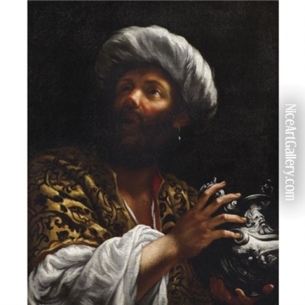 Head Of A Bearded Man, Probably One Of The Magi Oil Painting - Giovanni Battista Gaulli