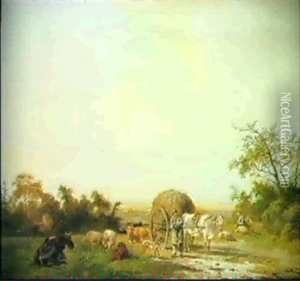 Bauern Und Hirten Bei Der Rast Oil Painting - Pieter Gerardus Van Os